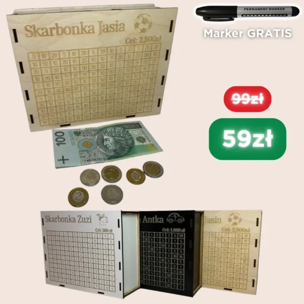 Personalizowana skarbonka dla dzieci z ikonką + Zestaw DIY
