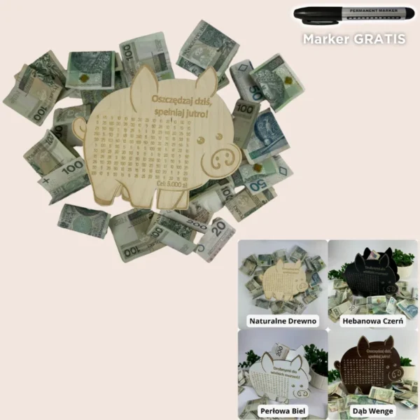 Świnka Skarbonka z wykreślanką