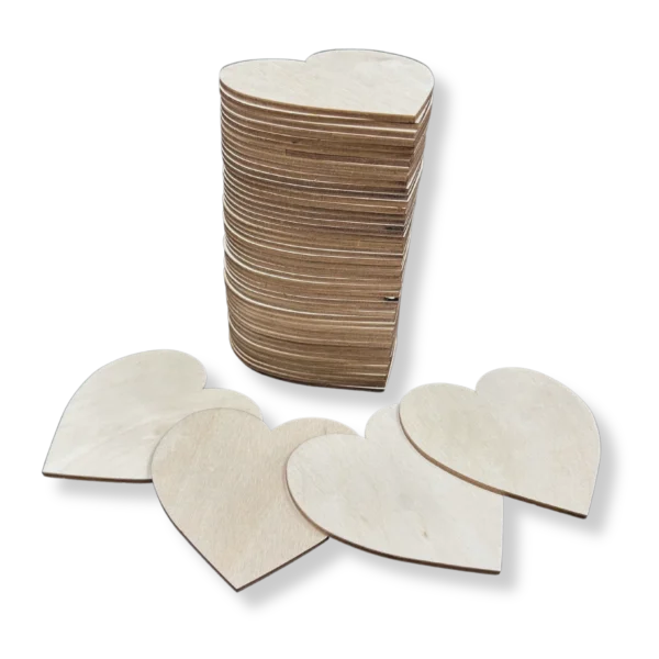 Serca drewniane do ozdabiania 50 SZTUK 8cm