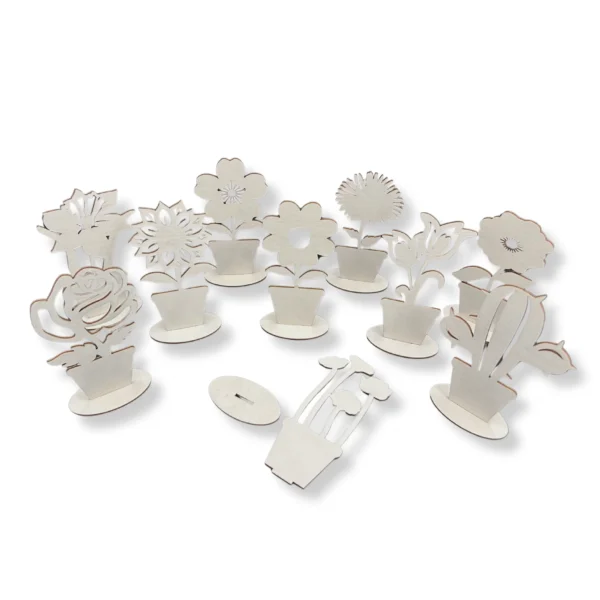 Kwiatki drewniane do ozdabiania 10 SZTUK 16x8cm